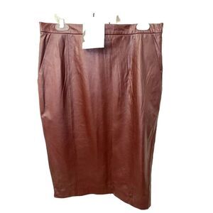 Malene Birger Leather Skirt Pockets Lined Zip NEW Oxblood Vented Sergia 40 XL